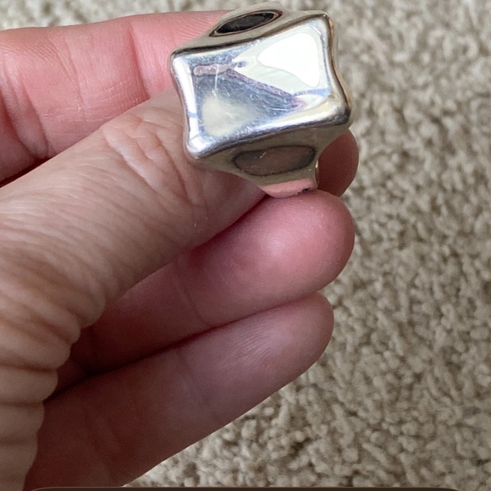 Big Silver Rectangle Ring - image 5